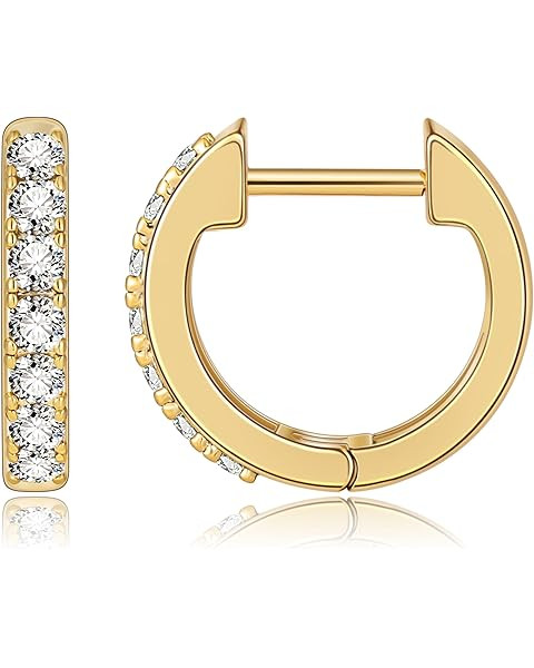 PAVOI 14K Gold Plated Cubic Zirconia Cuff Earrings Huggie Stud | Amazon (US)