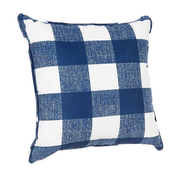 Navy Buffalo Check Print Outdoor Pillow | Kirkland's Home