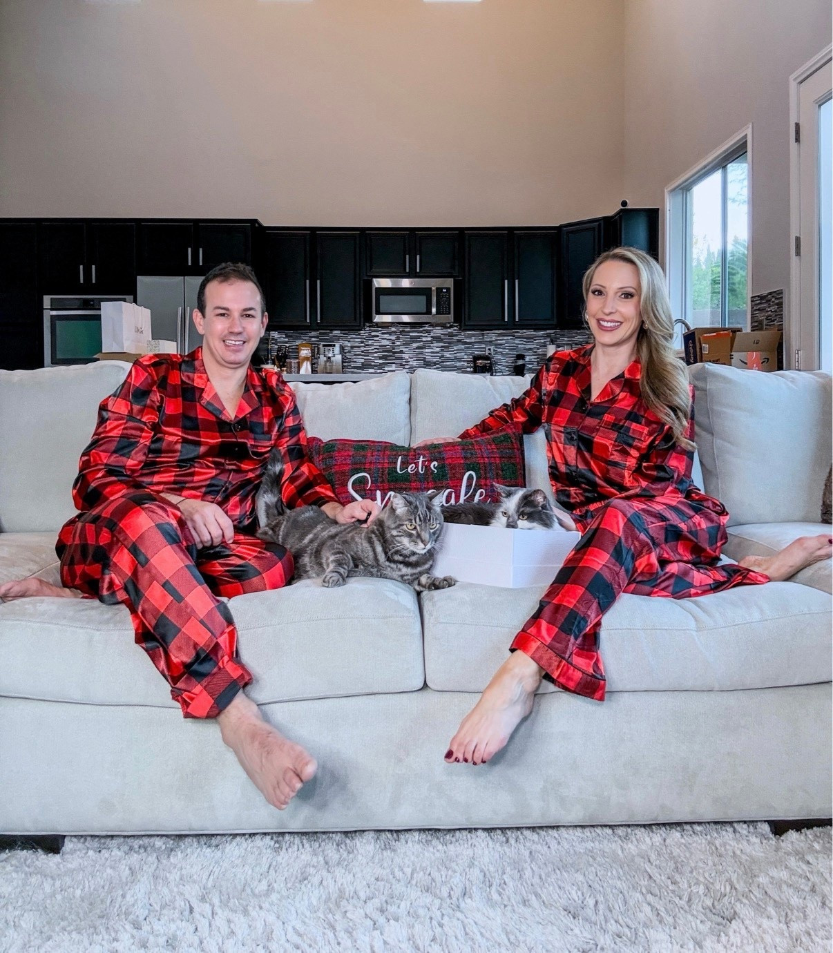 Snuggles and matching PJs! Matching plaid pajama set comes in more prints but I love classic buffalo print PJ sets or plaid for the holidays. Get them or gift them. Tartan pajamas, Christmas PJs, Christmas pajama sets, his and hers matching PJs, matching holiday pajama set. 

#LTKHoliday #LTKootd #LTKSeasonal