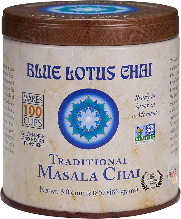 Blue Lotus Chai - Traditional Masala Chai - Makes 100 Cups - 3 Ounce Masala Spiced Chai Powder wi... | Amazon (US)