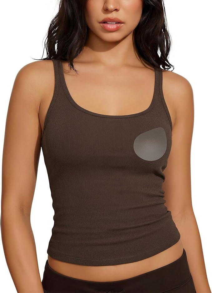 SUUKSESS Women Padded Cotton Ribbed Tank Tops Casual Summer Going Out Sleeveless Scoop Neck Basic... | Amazon (US)