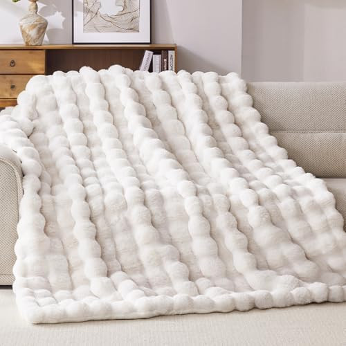 Faux Fur Throw Blanket, 1000GSM Fluffy Soft Bubble Blanket for Couch Bed, Cozy Plush Warm and Thi... | Amazon (US)