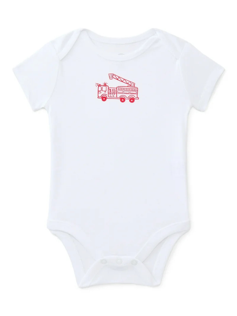 Wonder Nation Baby Boys Cotton Lap Shoulder Bodysuit, Sizes 0M-24M | Walmart (US)