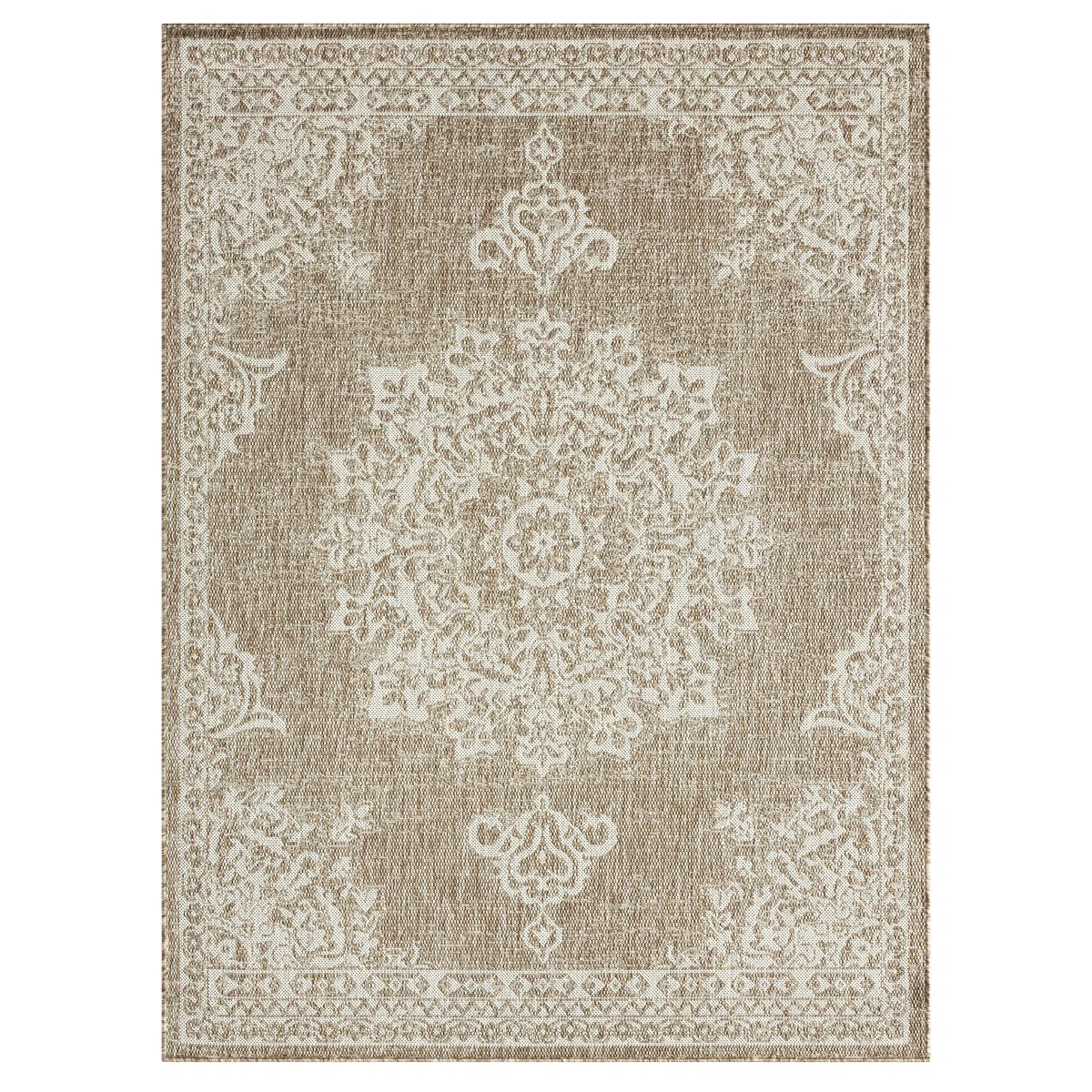 Nicole Miller New York Patio Country Azalea Medallion Indoor/Outdoor Area Rug, Taupe/Ivory & Revi... | Wayfair North America
