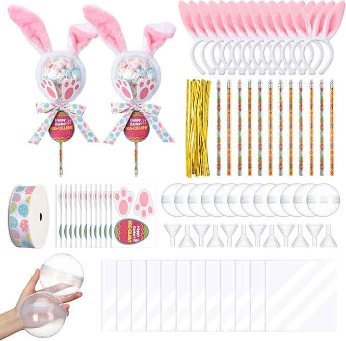 Tinlade 12 Sets Easter Giant Lollipop Party Favors Set Easter Bunny Return Gifts Include Transpar... | Amazon (US)