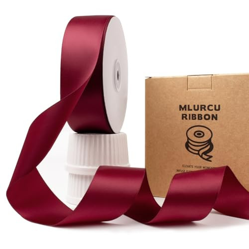 Burgundy Satin Ribbon 1-1/2 Inch Double Faced 50Yds - Maroon Silk Thick Dark Wine Red for Gift Wrapping, Flower Bouquet, Wedding Invitations, Hair Bows, Crafts | Amazon (US)