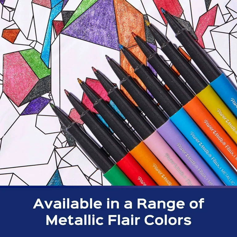 Paper Mate Flair Felt Tip Pens, Medium Point, 0.7mm, Metallic City Lights, 8 Count | Walmart (US)
