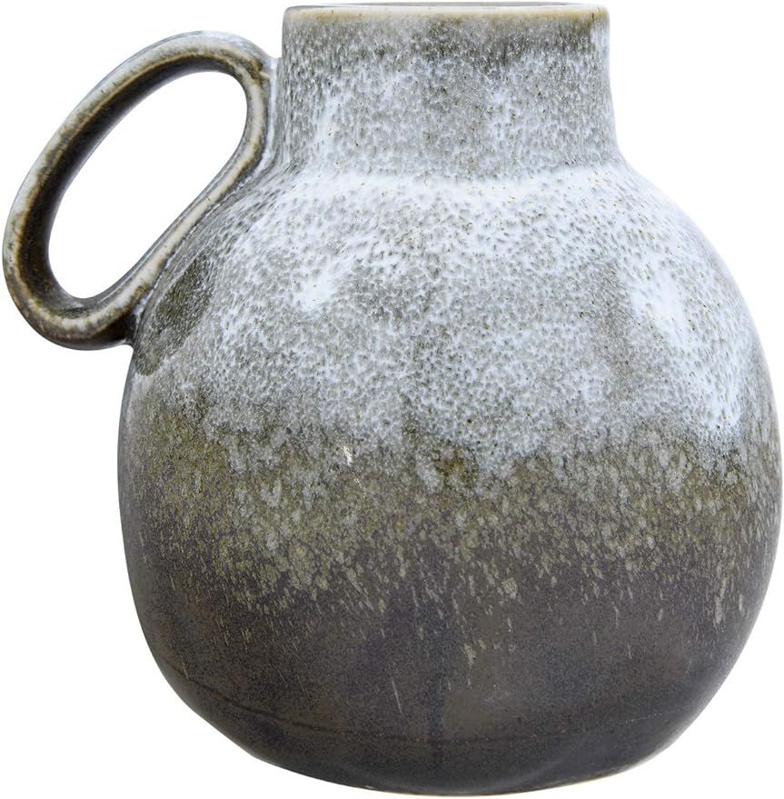 Bloomingville 6" H Stoneware Reactive Glaze Finish & Handle (Each one Will Vary) Vase, Green | Amazon (US)