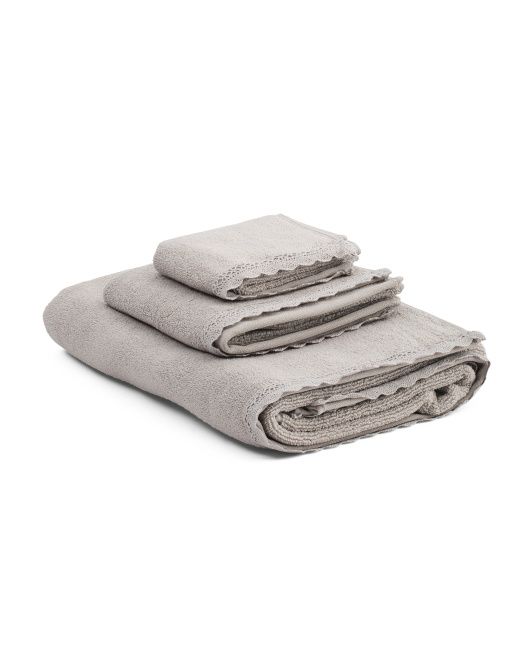 3pc Towel Set With Lace Trim | Bed & Bath | Marshalls | Marshalls
