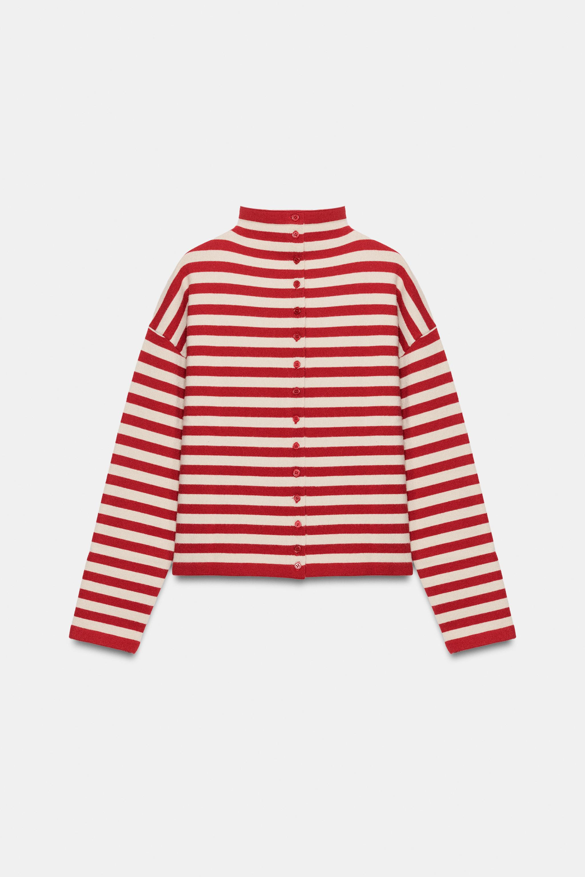 High-neck, long-sleeve cardigan. Front button closure. | Zara US