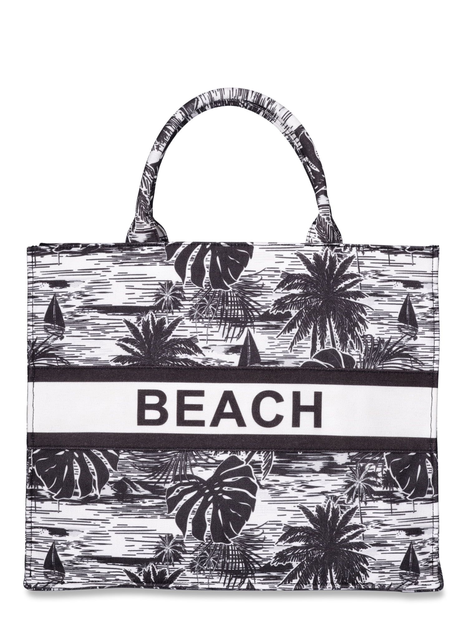 London Fog Women's Beach Canvas Tote Bag, Black | Walmart (US)