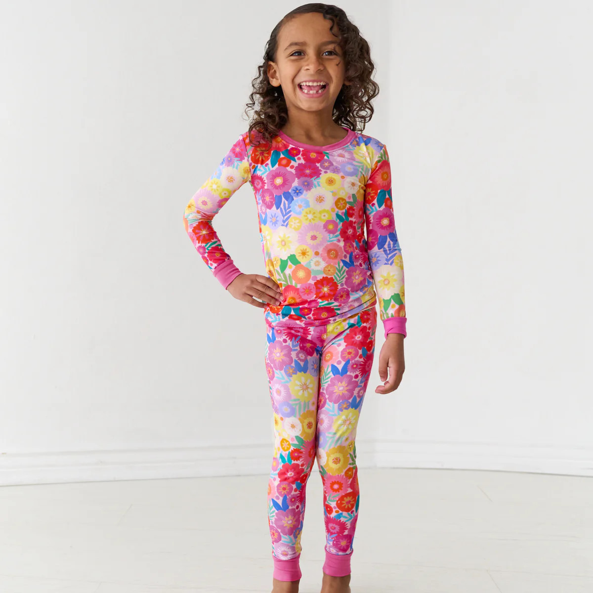Rainbow Blooms Two-Piece Pajama Set | Little Sleepies