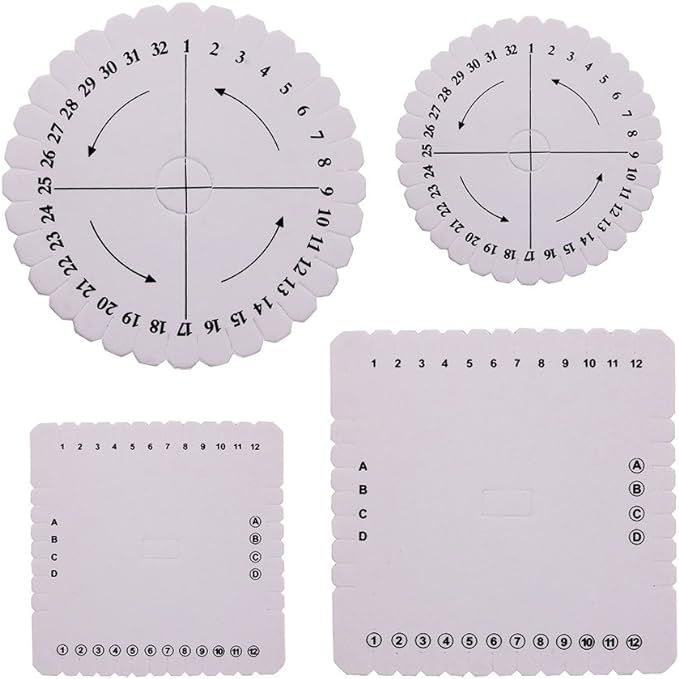 Kumihimo Disks Set of 4 Different Looms (Small & Large Round/Square Plate) (White) | Amazon (US)