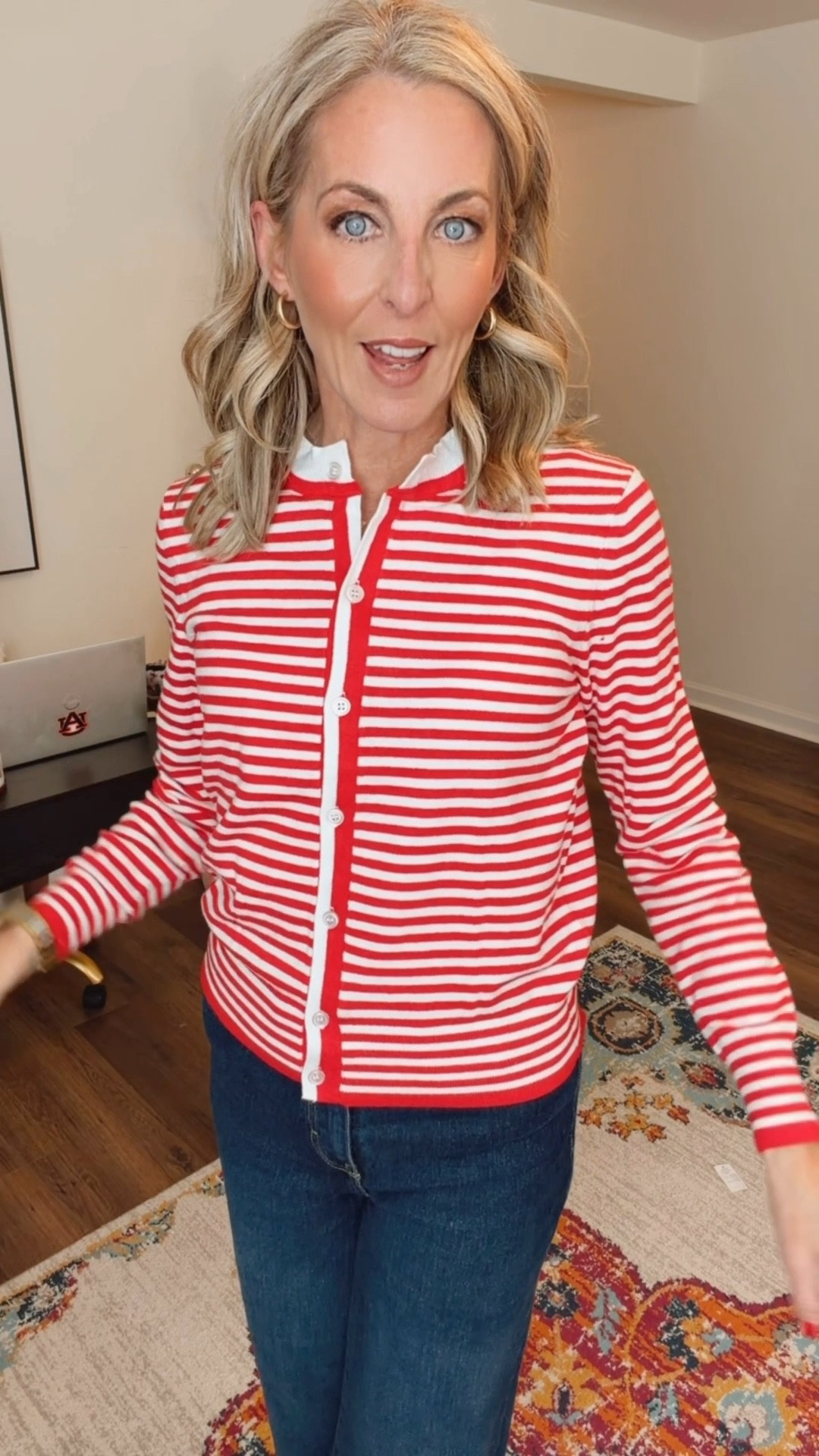 This Free Assembly cozy yarn cardigan might be the hardest-working piece in your closet 🤍 There are so many ways to wear it — buttoned up as a top, layered over a tee, or styled open for an easy, effortless look. It’s incredibly soft with a subtle bubble texture that makes it feel special without trying too hard. I love it here with jeans, but it would be just as cute with a mini skirt for a dressed-up moment. I’m wearing a size XS, and it’s only $22.

#LTKdayinmylife #LTKmomlife #LTKgrwm