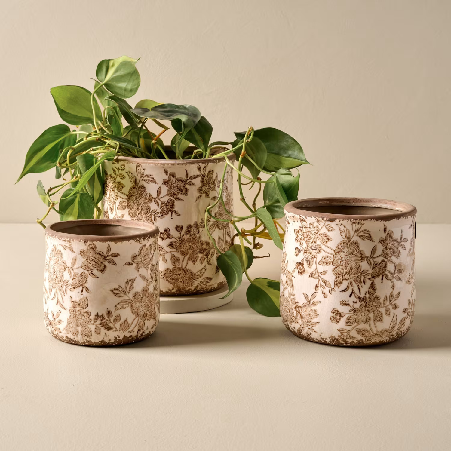 Brown and White Distressed Planter | Magnolia