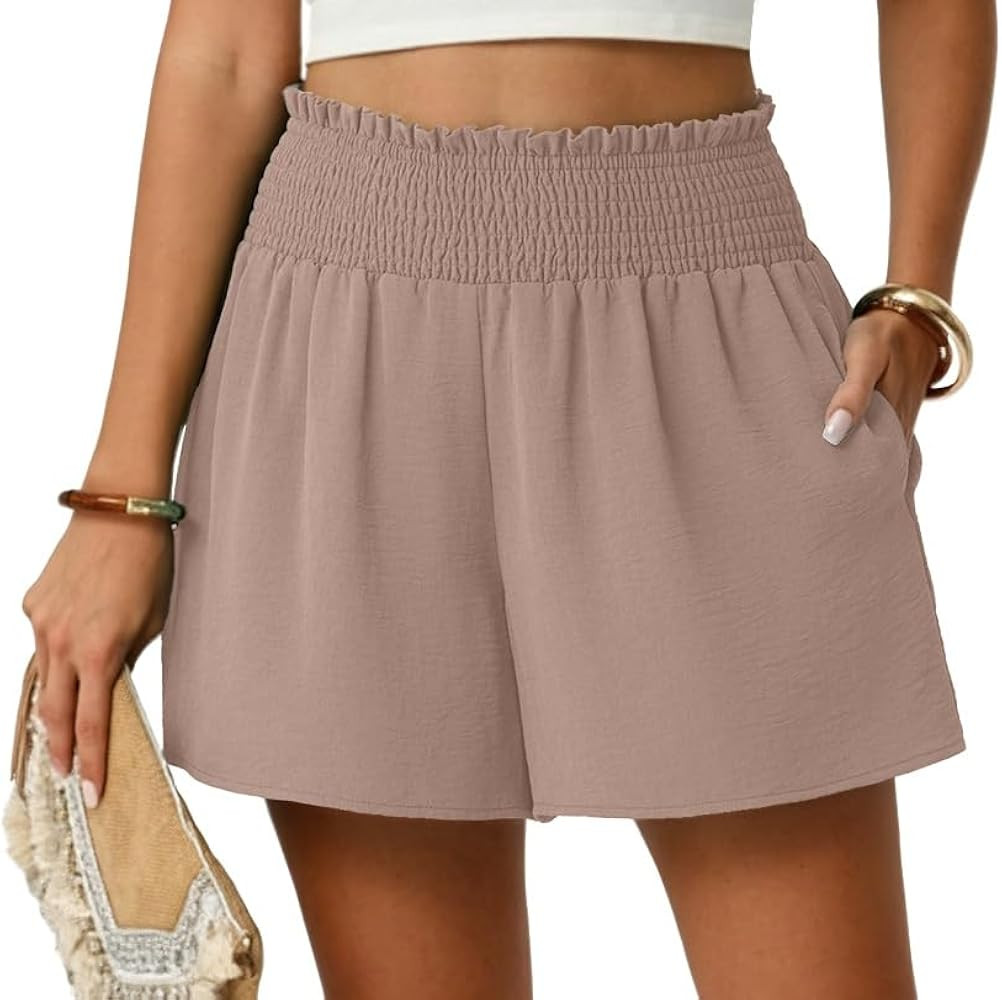 Lepunuo Womens High Waisted Shorts Casual Summer Beach Short with Deep Pockets Comfy Athletic Ela... | Amazon (US)