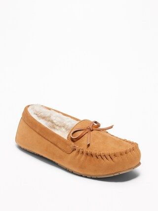 Faux-Suede Sherpa-Lined Moccasin Slippers for Women | Old Navy US