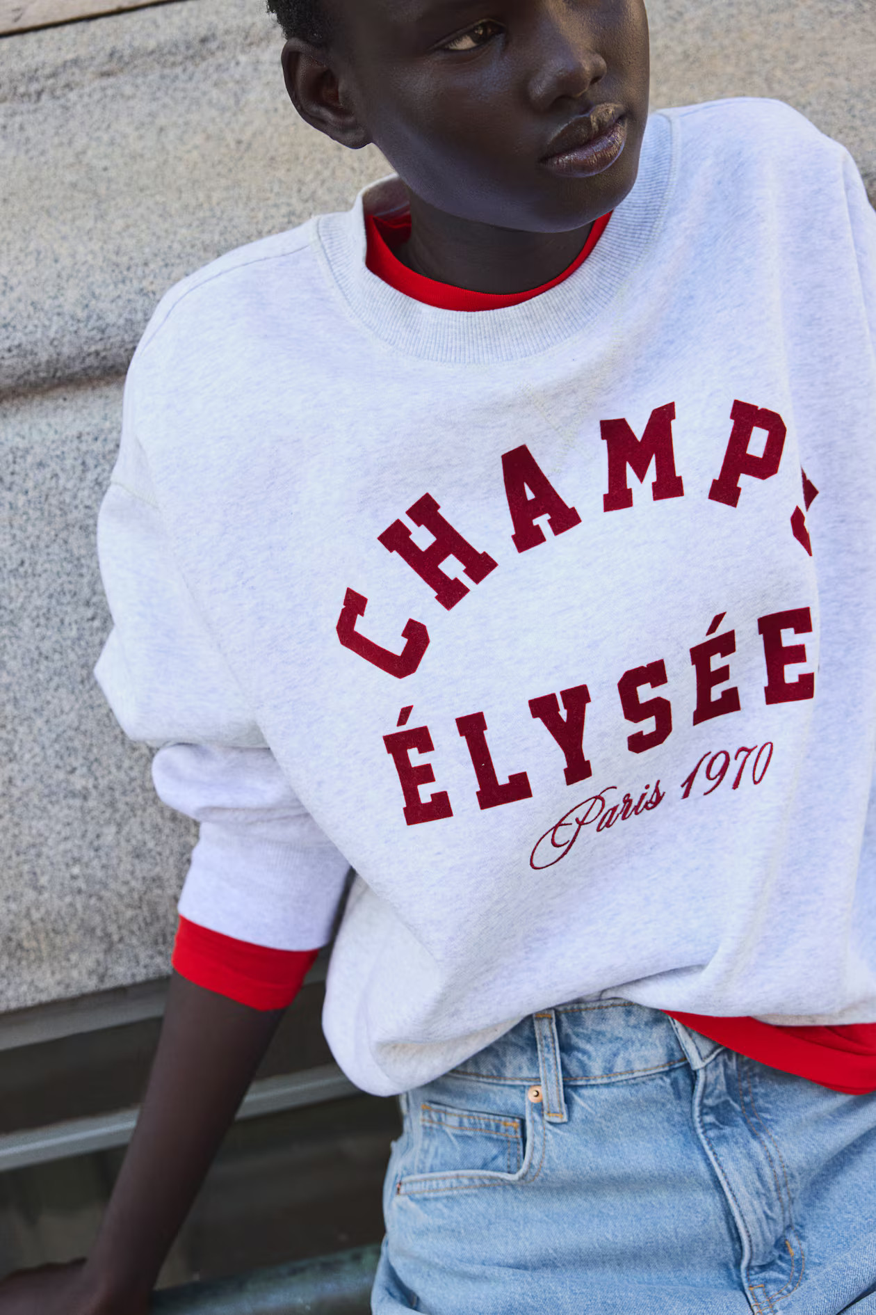 Sweatshirt - Crew-neck - Long sleeve - Light gray/Champs Élysées - Ladies | H&M US | H&M (US + CA)