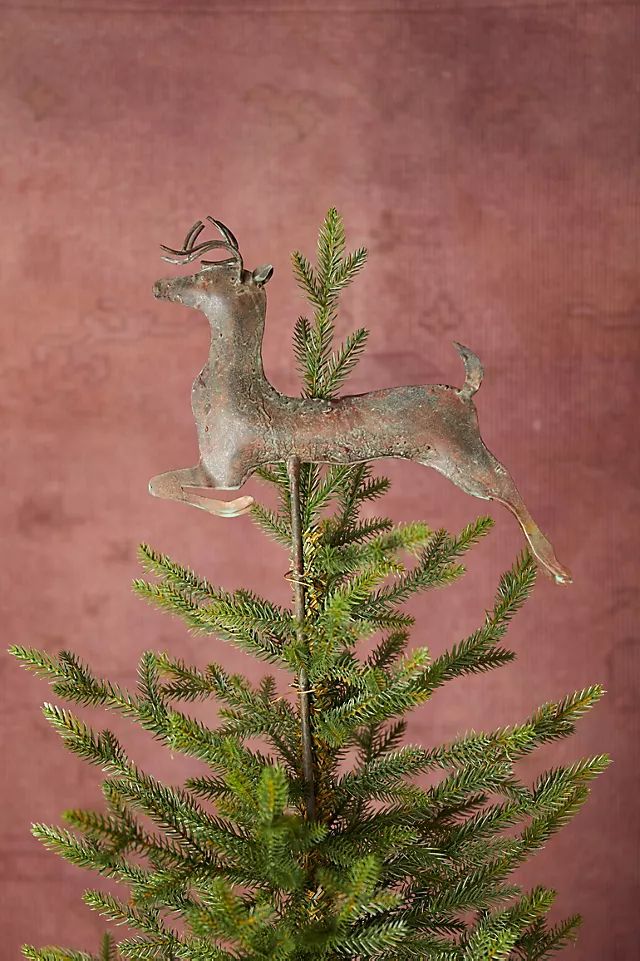 Verdigris Stag Tree Topper | Anthropologie (US)