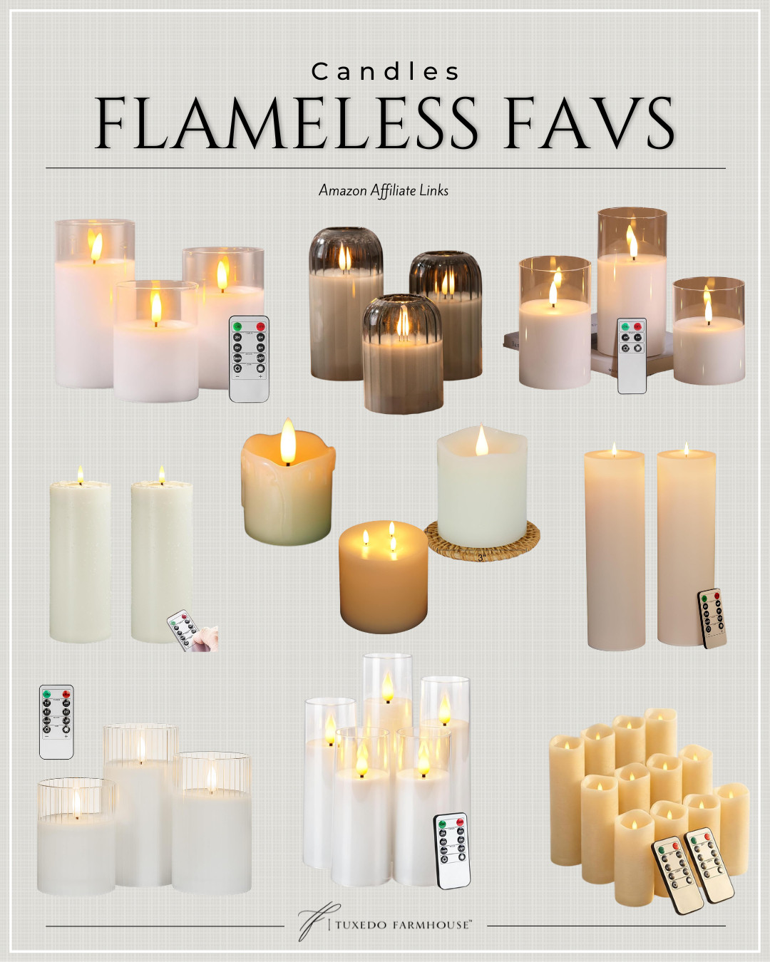 Flameless… but make it cozy 🤍✨
These are my go-to candles for that warm, glowy vibe—without the mess, smoke, or worry 🙌🏼 Perfect for everyday styling, entertaining, or winding down at night.
I love mixing sizes + layering them on trays, shelves, and tables for that soft, elevated ambiance 🕯️ And the remotes/timers? Game changer 👏🏼
If you want your home to feel instantly calm + inviting… start here 🤍
Tap to shop all my favorite flameless finds 🔗 #LTKHome #AmazonFinds #CozyHome 

 #LTKSeasonal #LTKHome #LTKSaleAlert