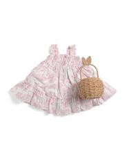 Infant Girls Smocked Bunny Dress With Basket | TJ Maxx