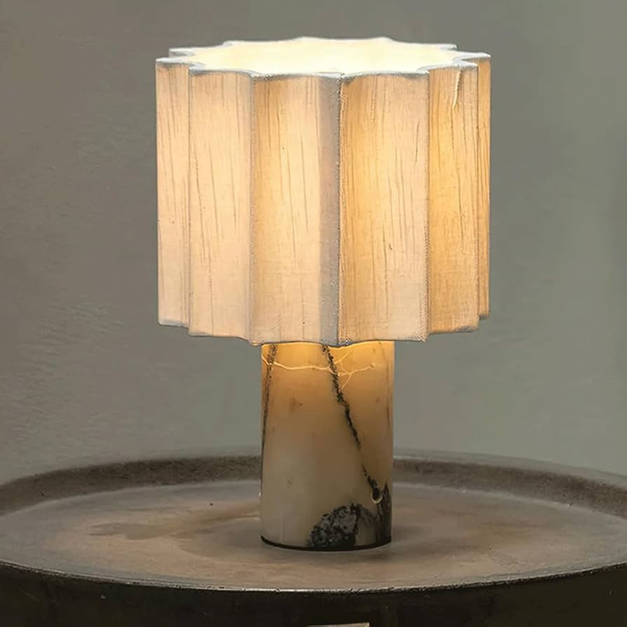 Portable LED Marble Table Lamp with Touch Sensor, Level 3 Brightness, Rechargeable, Fabric Shade ... | Amazon (US)