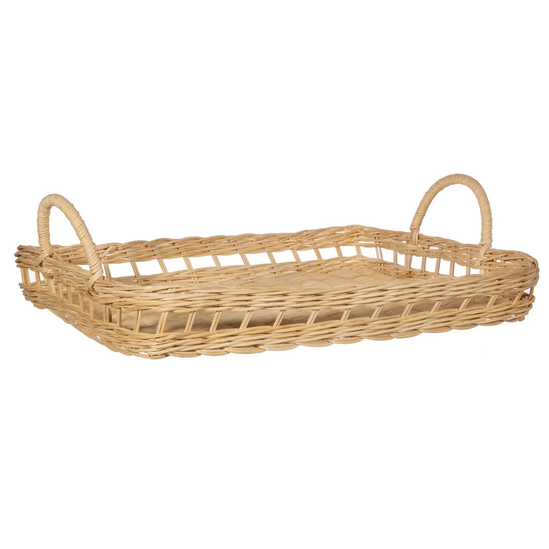 Breakfast Serving Tray 100% Natural Rattan Sustainable - Etsy | Etsy (US)