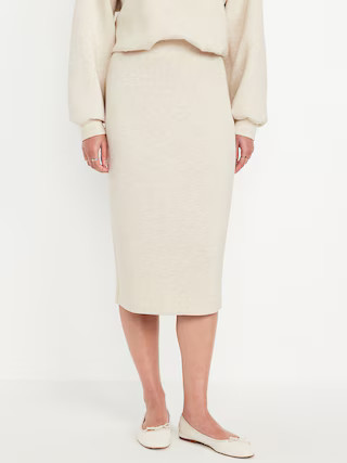 Extra High-Waisted Bounce Fleece Midi Skirt | Old Navy (US)