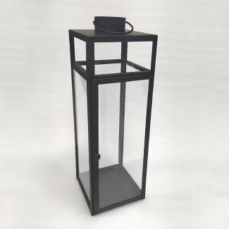 24" x 8" Decorative Metal Lantern Candle Holder Black - Threshold™ | Target