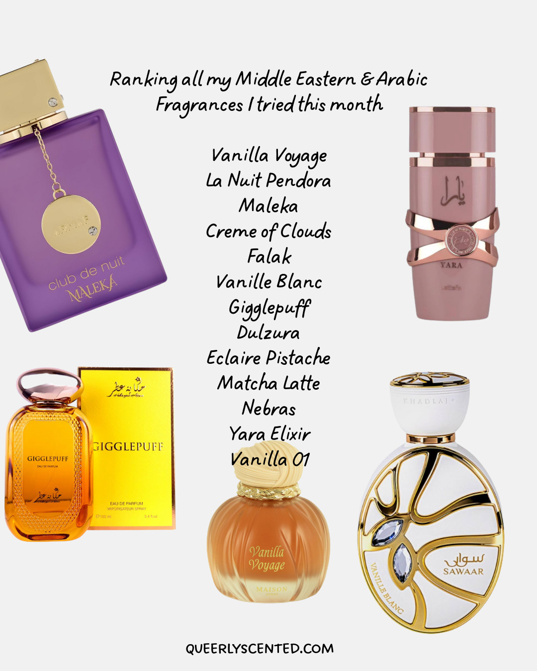 
#paidlink SHOP these items on my website in bio 
Ranking my middle eastern (feminine leaning) fragrances I wore for my series. Thank you for all who watched! All my videos live on LTK, Instagram, TikTok, Lemon8, and Pinterest if you ever want to watch and shop my reviews. I gave you the good, the bad, and the UGLY.
#1 Vanilla Voyage 😍 and #25 Taskeen Lactea Divina 🤢

#middleeasternperfume
#amazonperfume
#affordableperfume
#fragrancereview 


#LTKBeauty #LTKvlog #LTKFindsUnder50