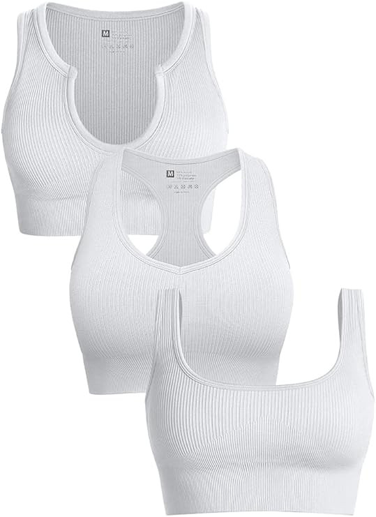 GXIN Women's 3 Piece Crop Tops for Women Sleeveless Ribbed Workout Cami Tank Top Yoga Sports Bra | Amazon (US)