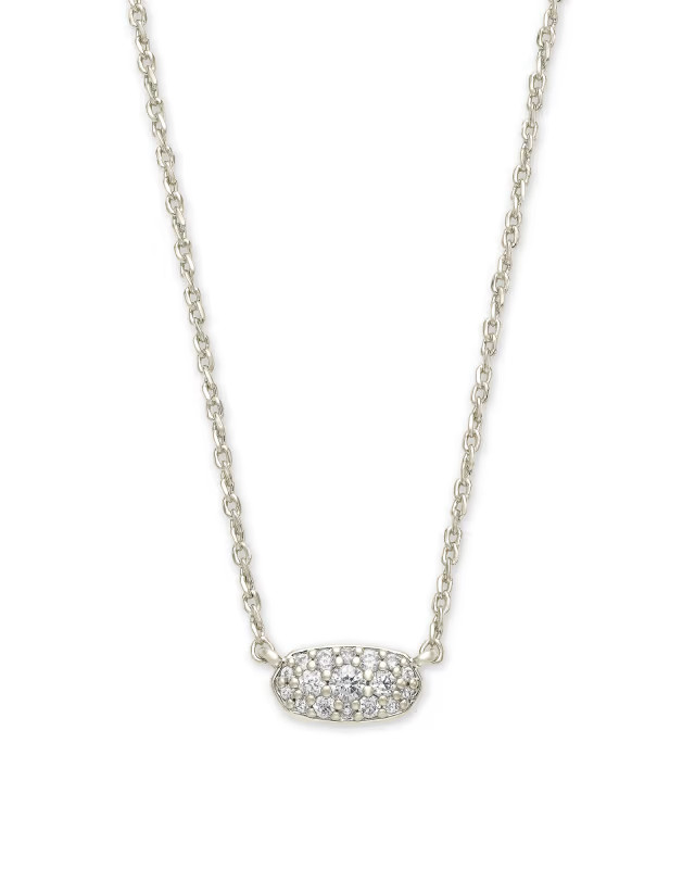 Grayson Silver Pendant Necklace in White Crystal | Kendra Scott