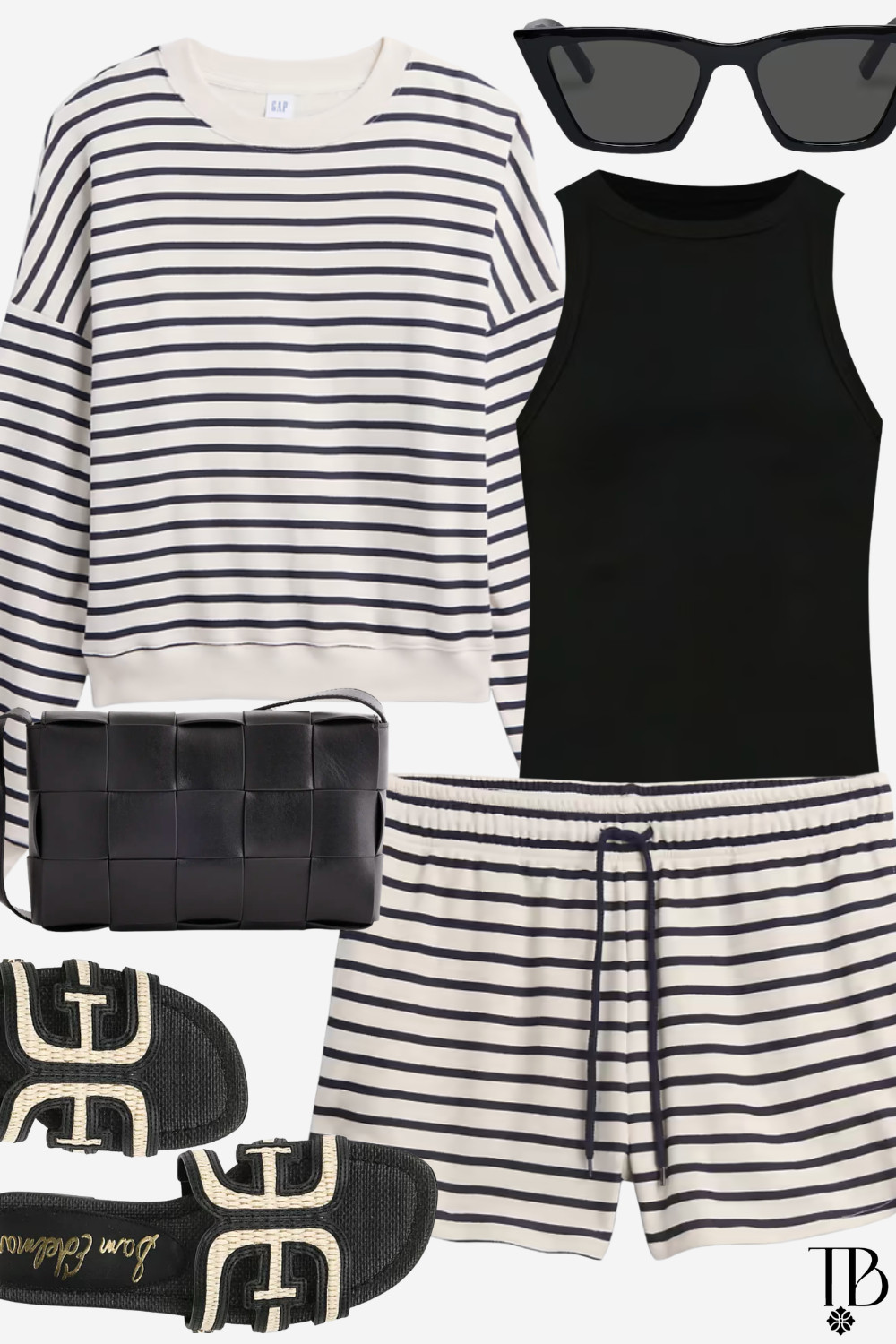 Coastal classics never miss ⚓️ This striped lounge set is giving effortless chic — perfect for travel days, coffee runs, beach mornings, or casual summer weekends. Styled with sleek black accessories for an elevated, timeless vibe. 🖤 #LTKStyle #CoastalStyle #TravelOutfit #SummerStyle
 

 