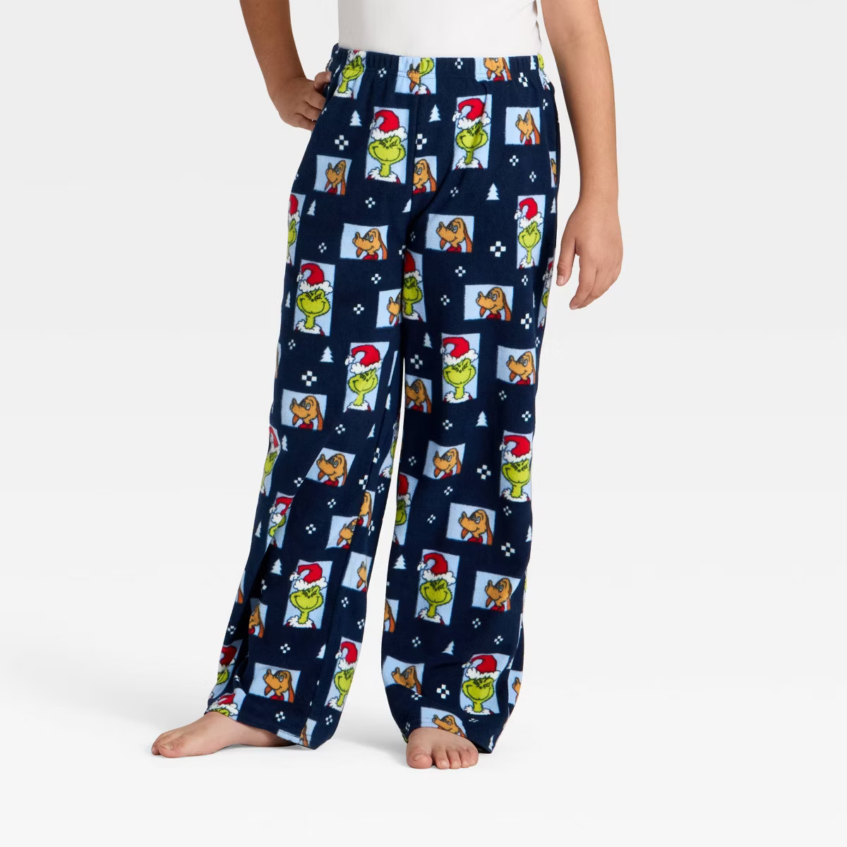Kids' The Grinch Microfleece Holiday Matching Family Pajama Pants - Navy Blue S | Target