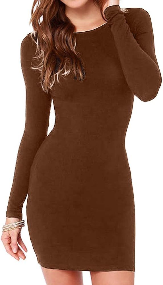 Haola Women's Sexy Casual Long Sleeve Short Dress Mini Dress | Amazon (US)