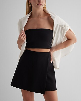 Super High Waisted Wrap Front Mini Skort | Express