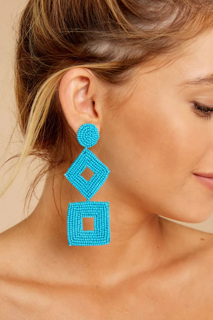 Geometric Sequence Turquoise Beaded Earrings | Red Dress 