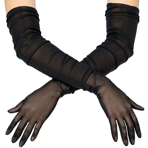 Spooktacular Creations Halloween Women Opera Gloves, Sheer Black Gloves Tulle Mesh Gloves for Adult, Halloween Costume Dance Party | Amazon (US)