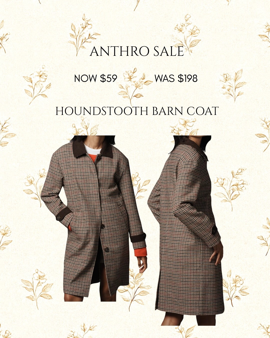 Beautiful houndstooth coat on sale at Anthropologie! 

Now only $59 from $198

#LTKFindsUnder100 #LTKSaleAlert #LTKGiftGuide