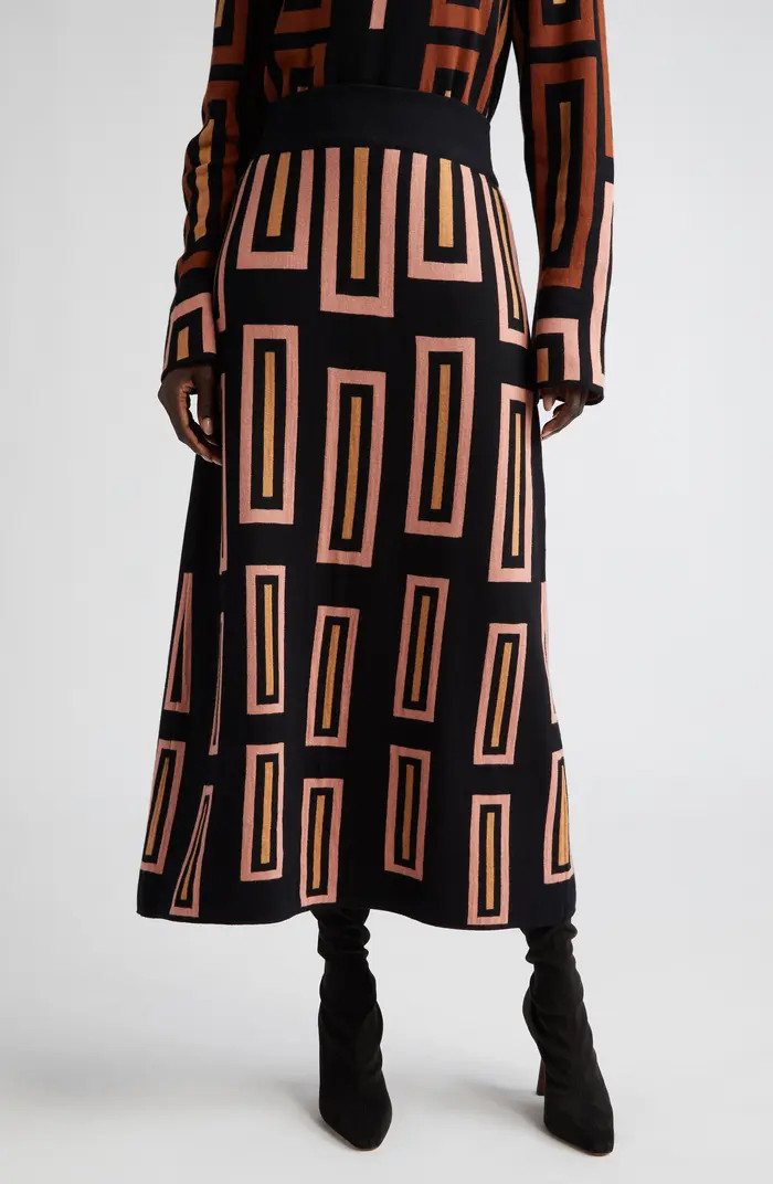 Johanna Ortiz Camel Geometric Pyrography Sweater Skirt | Nordstrom | Nordstrom