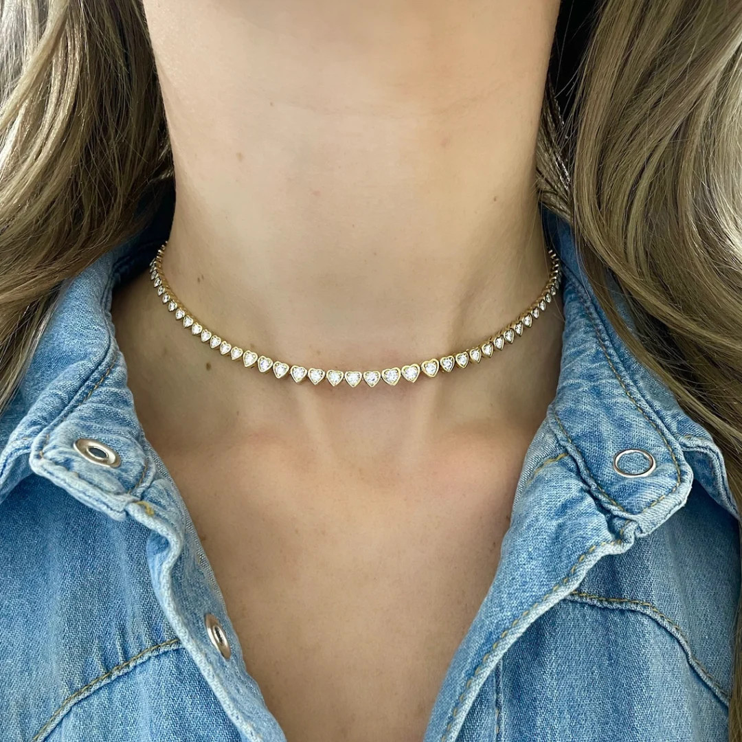 Harley Graduated Diamond Heart Bezel Tennis Necklace 2.87 ctw | RW Fine Jewelry
