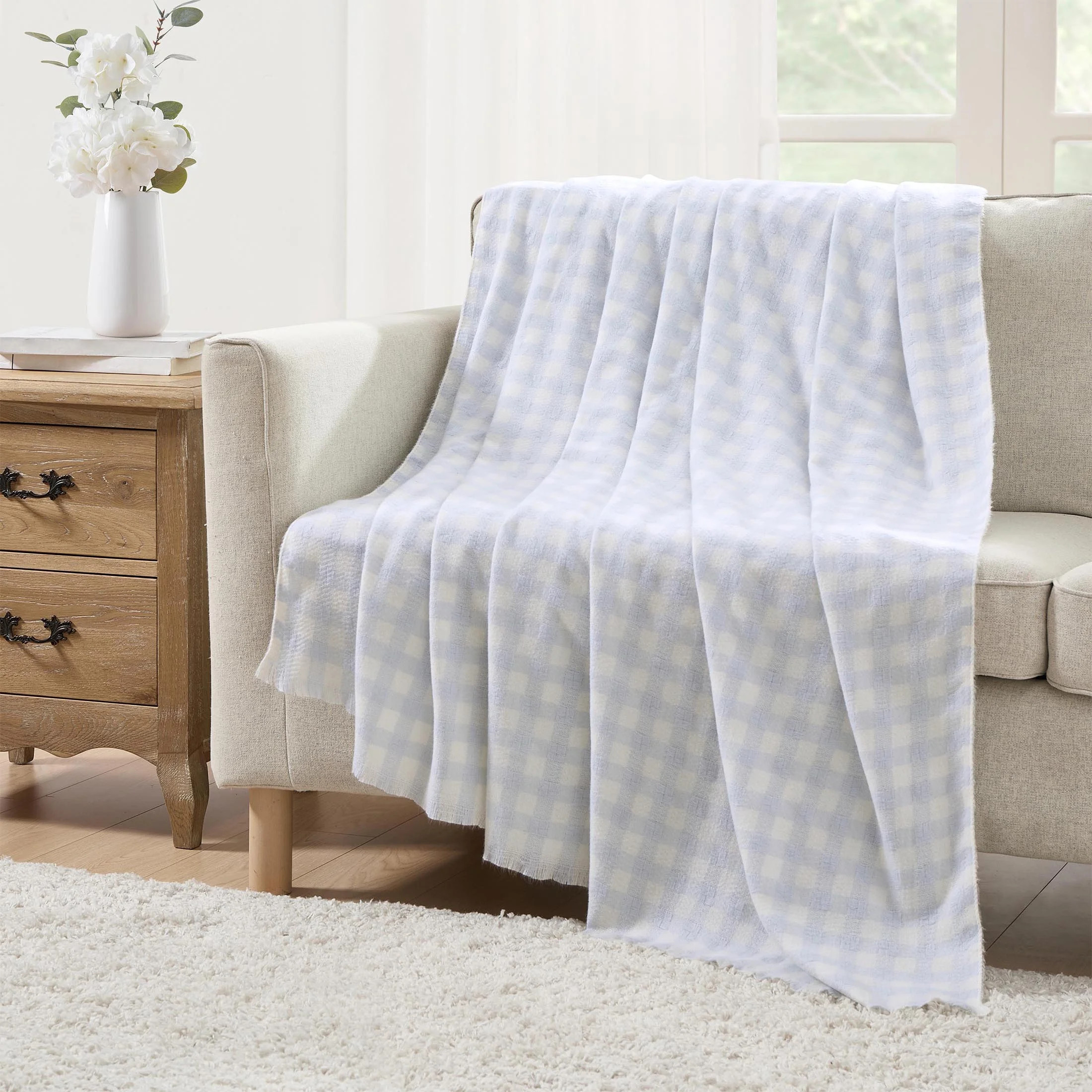 My Texas House Blue Woven Gingham Fringe Throw, 60" x 80" - Walmart.com | Walmart (US)