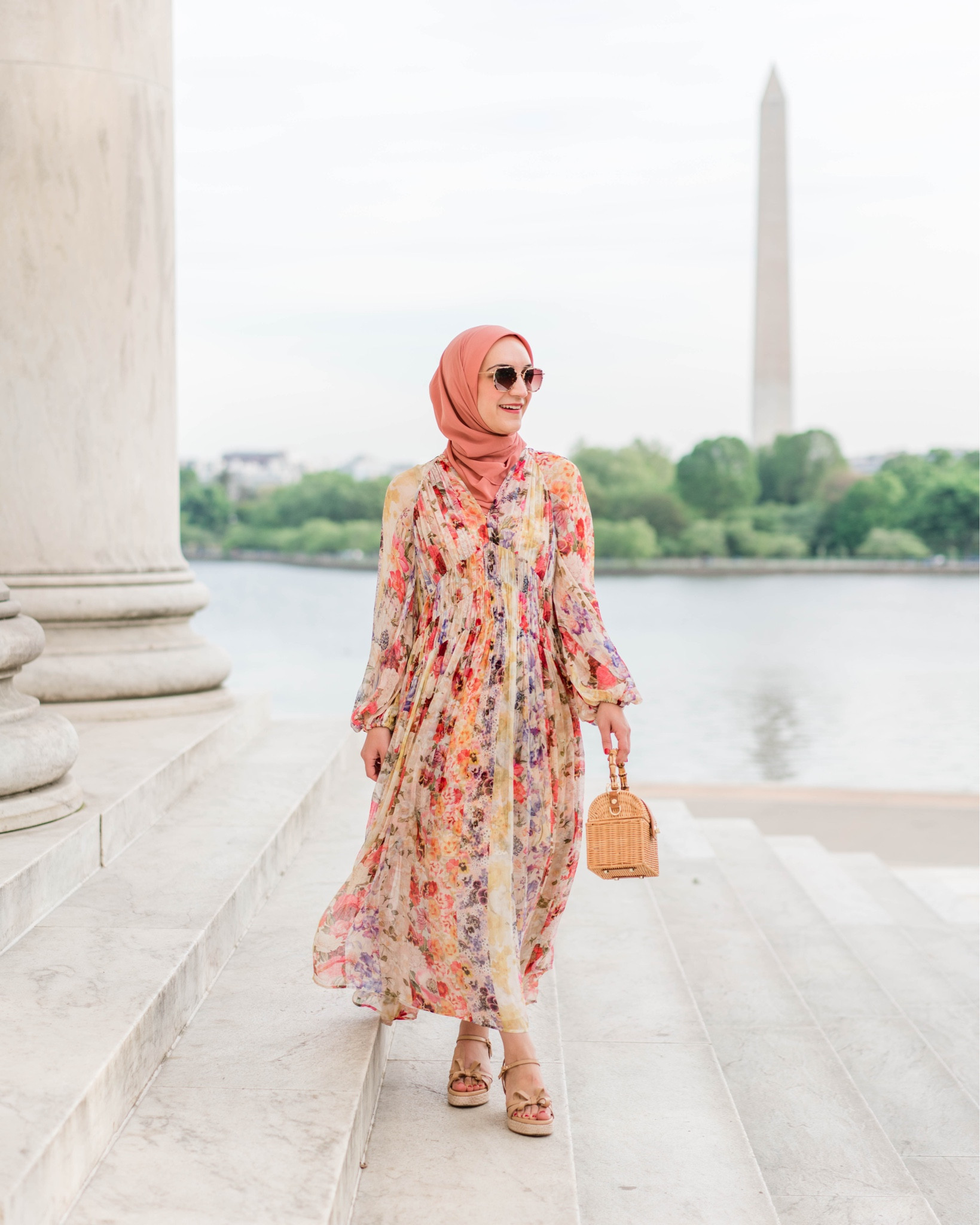 Elegance :: Pleated Maxi Skirt at the Jefferson Memorial - Color