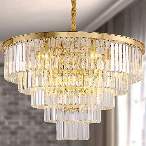 MEELIGHTING Nickel Modern Crystal Chandelier Lights Pendant Ceiling Light Vintage Contemporary Ch... | Amazon (US)