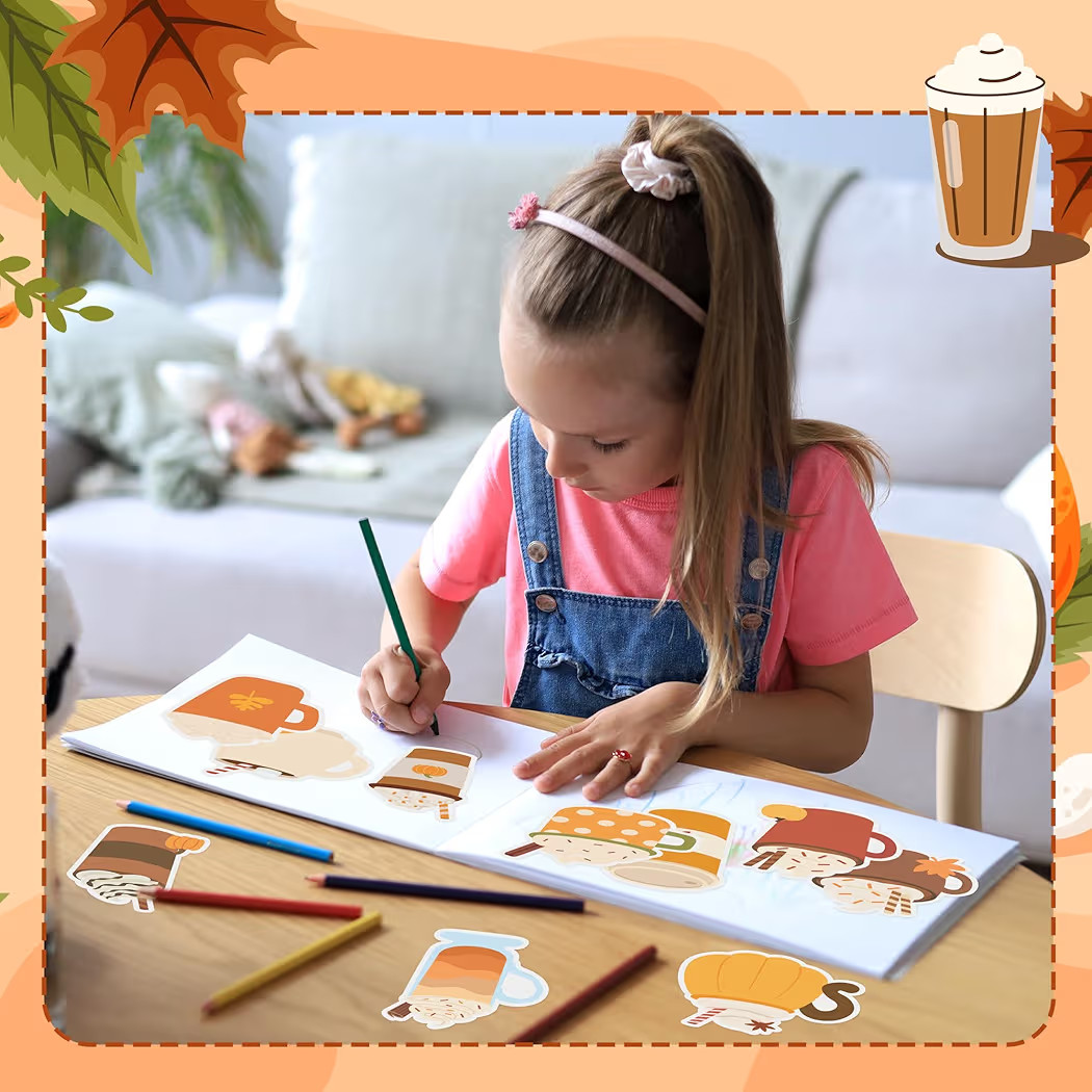 Xqumoi 30 Pack Fall Coffee Cup Sticky Notes - Autumn Maple Leaf Pumpkin Self Sticky Writing Memo ... | Amazon (US)