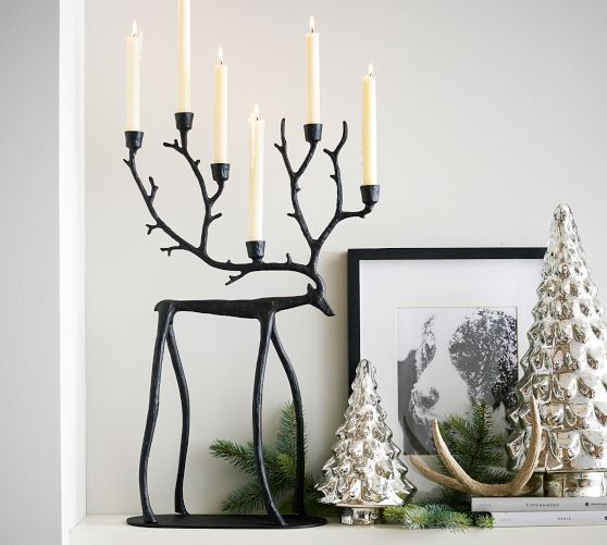 Reindeer Taper Holder - Head Up | Pottery Barn (US)