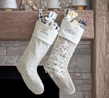 Embellished Velvet Stockings | Pottery Barn (US)