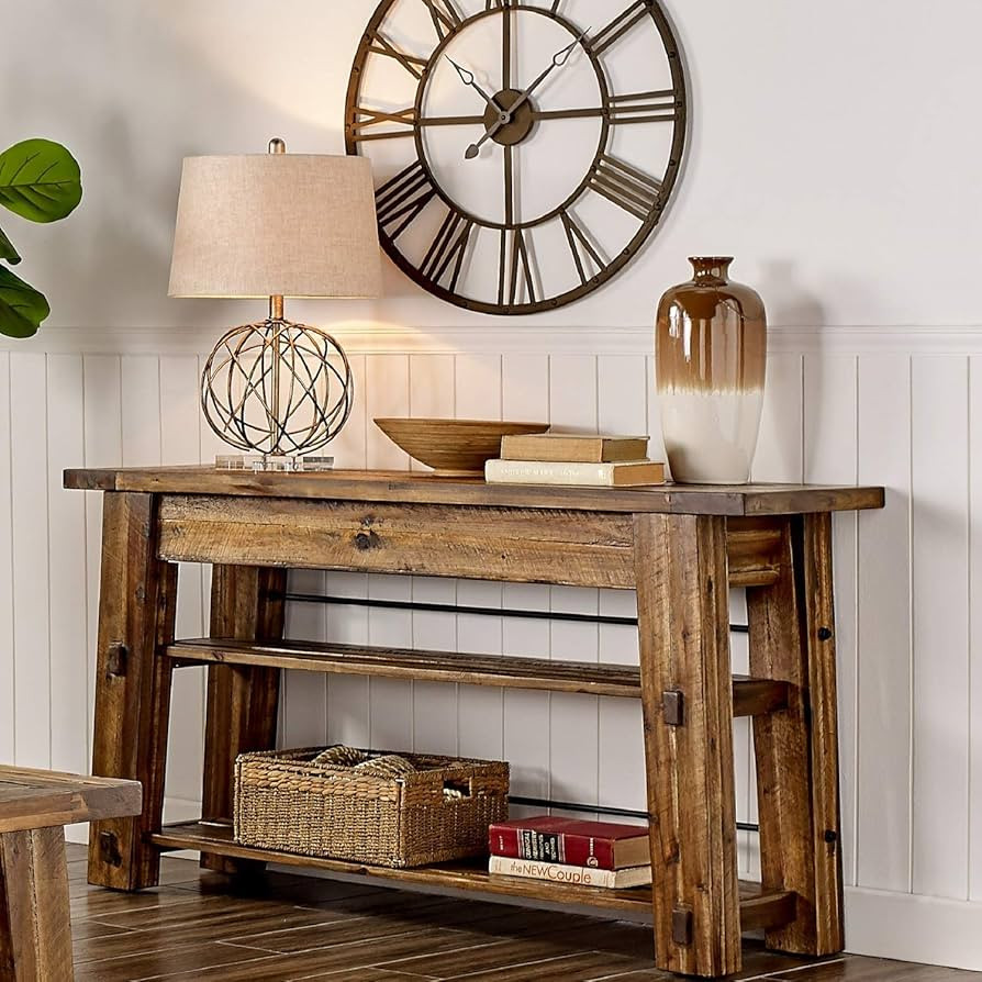 Alaterre Furniture Durango 54" L Industrial Wood Console Table with Two Shelves | Amazon (US)