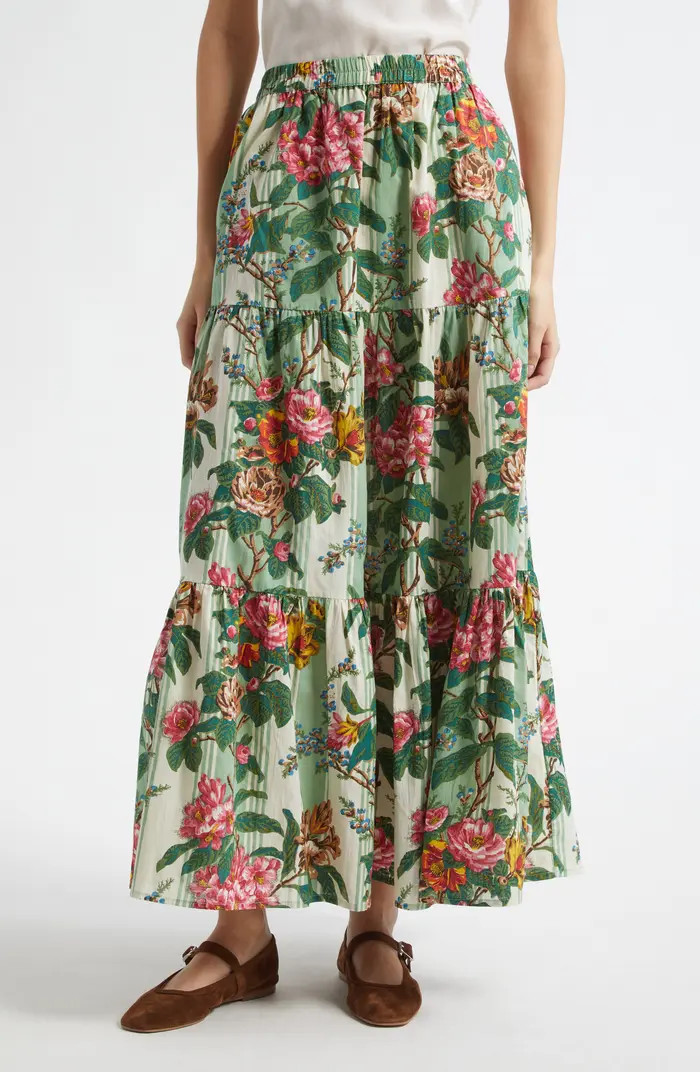Paola Floral Print Tie Waist Maxi Skirt | Nordstrom