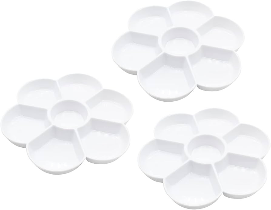 3 Pack Plastic Pallet 7-Grid Paint Pallet White Reusable Flower Paint Palette | Amazon (US)